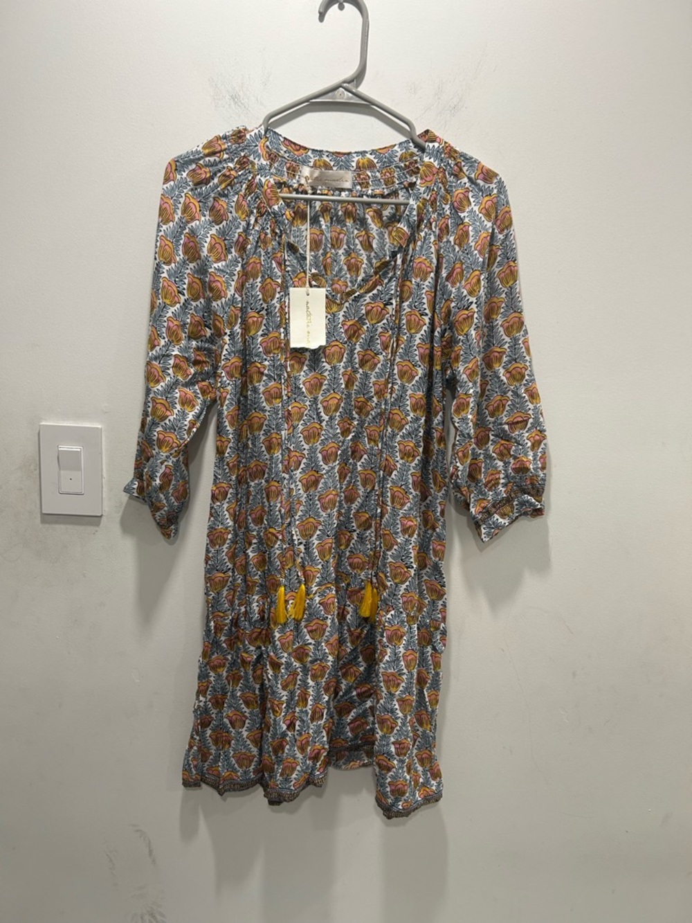 NWT Natalie Martin Women’s Printed Boho Tunic Dress - Blue & Orange